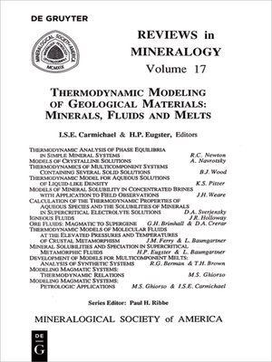 cover image of Thermodynamic Modeling of Geologic Materials